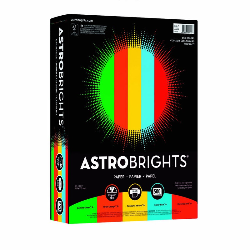 Wausau Astrobrights Writing Paper, 8.5 X 11 Inches, Eco Assortment, 500 Count (22226)