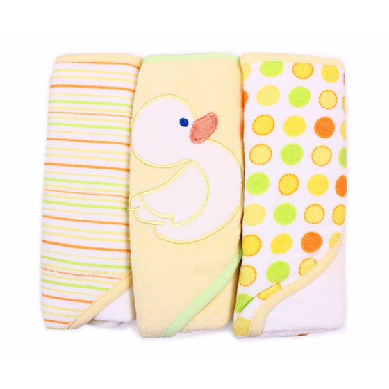 Spasilk 3 pack Soft Terry Hooded Towel Set, Yellow