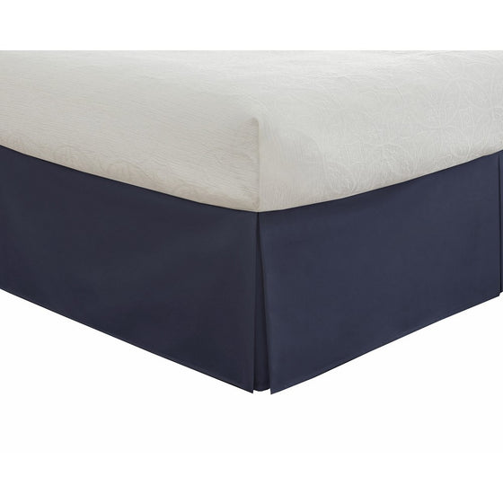 Fresh Ideas Tailored Poplin Bedskirt 14-Inch Drop Queen, Navy