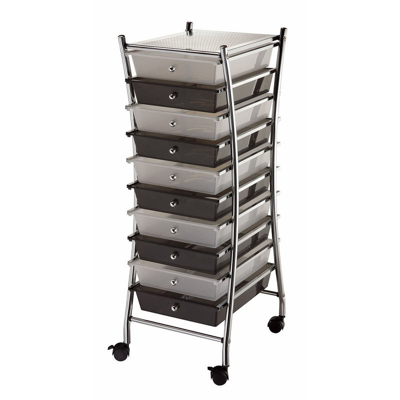 Blue Hills Studio SC10CSM-X X-Frame Storage Cart 10-Drawer (Standard) Clear/Smoke