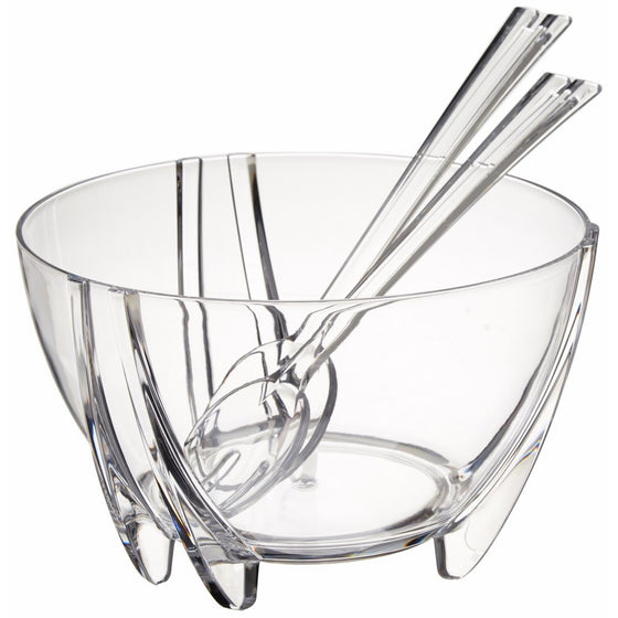 Prodyne Acrylic Salad Bowl with Servers, Clear