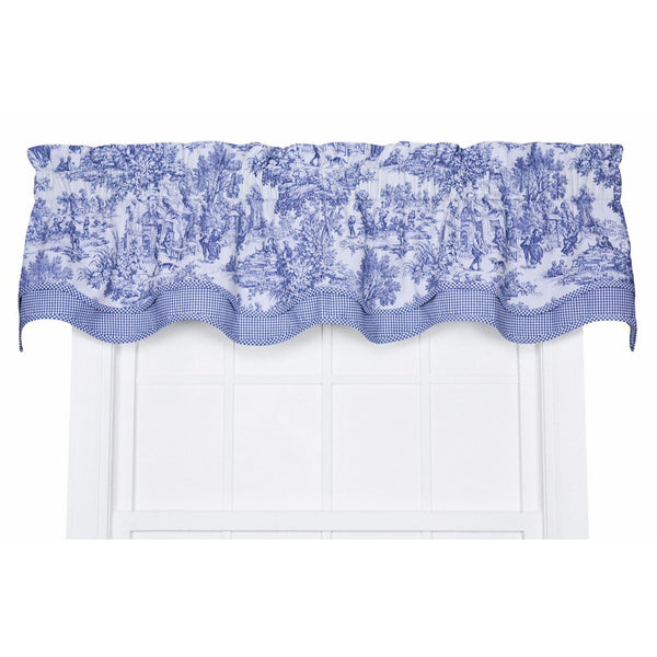 Victoria Park Toile Bradford Valence Window Curtain, Blue