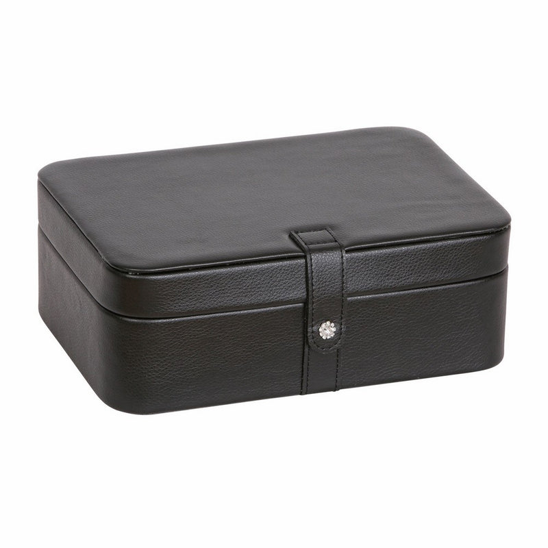 Mele & Co. Lila Earring and Ring Holder Jewelry Box in Faux Leather, 48 Sections (Black)