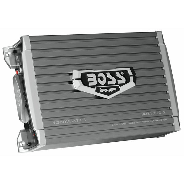 BOSS Audio AR1200.2 Armor 1200 Watt, 2 Channel, 2/4 Ohm Stable Class A/B, Full Range, Bridgeable, MOSFET Car Amplifier with Remote Subwoofer Control