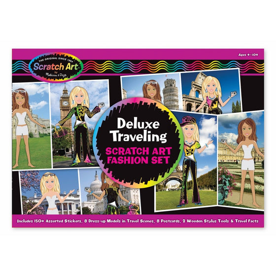 Melissa & Doug Deluxe Traveling Scratch Art Fashion Set - 150 Stickers, 8 Dress-Up Models