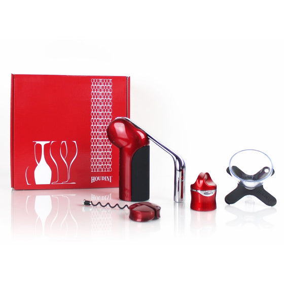 Metrokane Houdini 5-Piece Corkscrew Set, Red