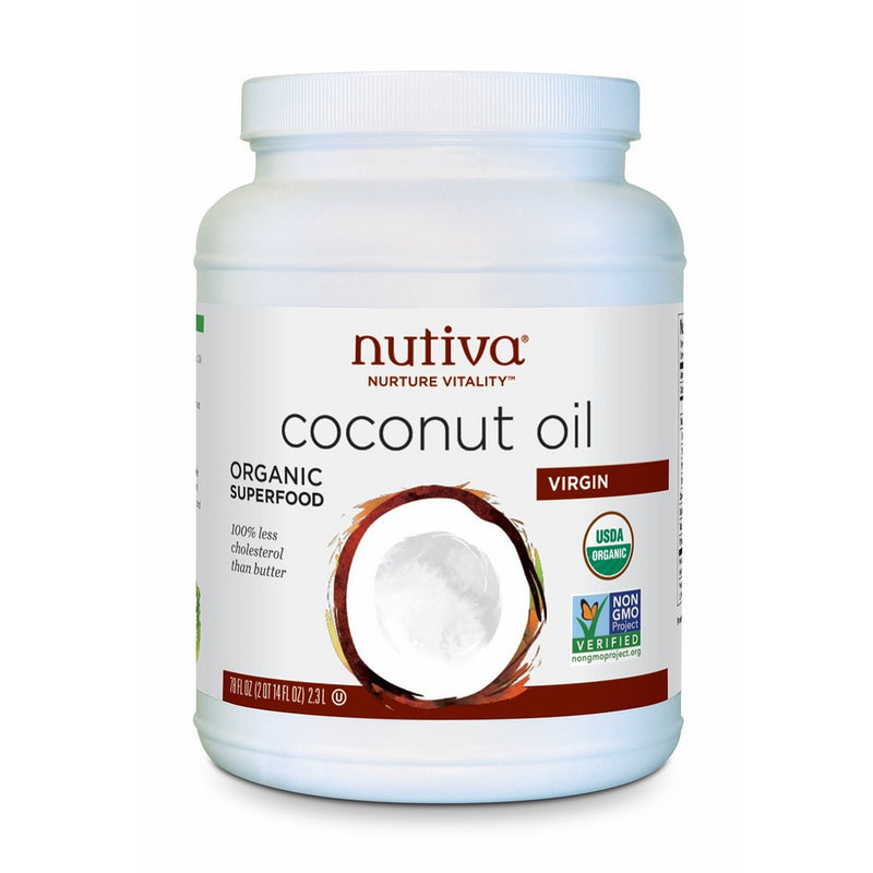 Nutiva Organic, Cold-Pressed, Unrefined, Virgin Coconut Oil from Fresh, non-GMO, Sustainably Farmed Coconuts, 78 Fluid Ounces