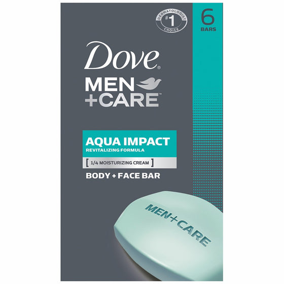 Dove MenCare Body and Face Bar, Aqua Impact 4 oz, 6 Bar