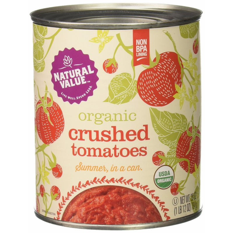 Natural Value Organic Crushed Peeled Tomatoes, Coarse Ground, 28 Ounce (Pack of 12)
