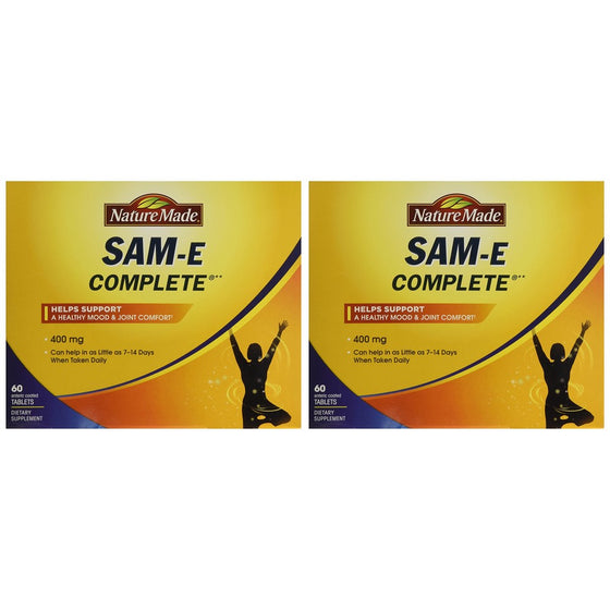 Nature Made SAM-e Complete 400 mg - 2 Boxes, 60 Enteric Tablets Each