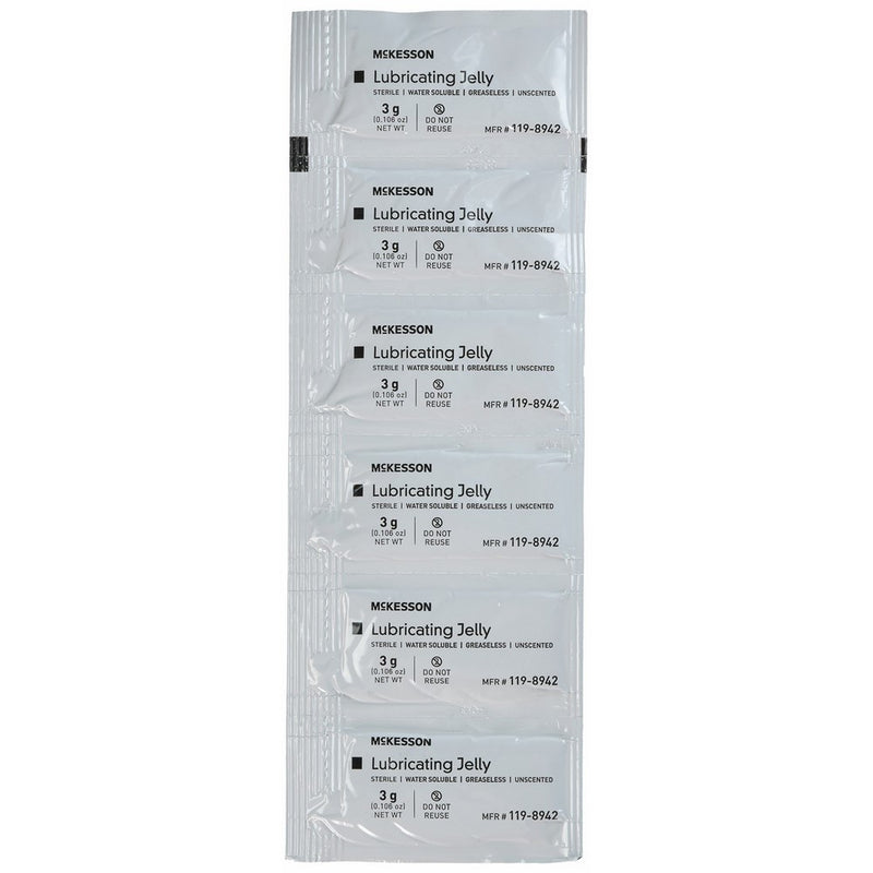 Lubricating Jelly, 3 Gram, Individual Packet, Sterile, McKesson - Pack of 144