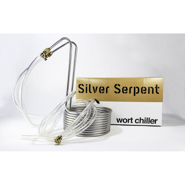 Northern Brewer Silver Serpent Stainless Steel Home Brewing Immersion Wort Chiller - 25 FT Stainless Steel Coil with Vinyl Tubing and Connections