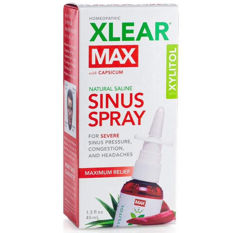 XLEAR MAX Homeopathic Saline Nasal Spray with Capsicum, 1.5 fl oz