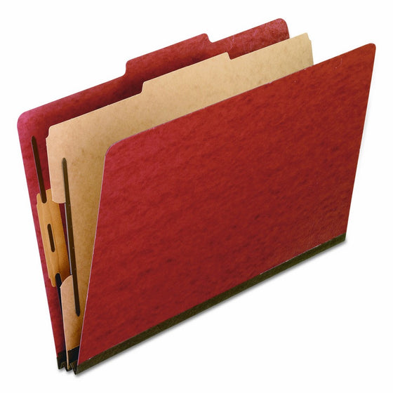 Pendaflex 2157R Four-Section Pressboard Folders, Legal, 2/5 Tab, Red (Box of 10)