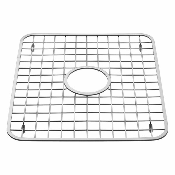 InterDesign Gia Kitchen Sink Protector - Wire Grid Mat with Center Drain Hole, Polished