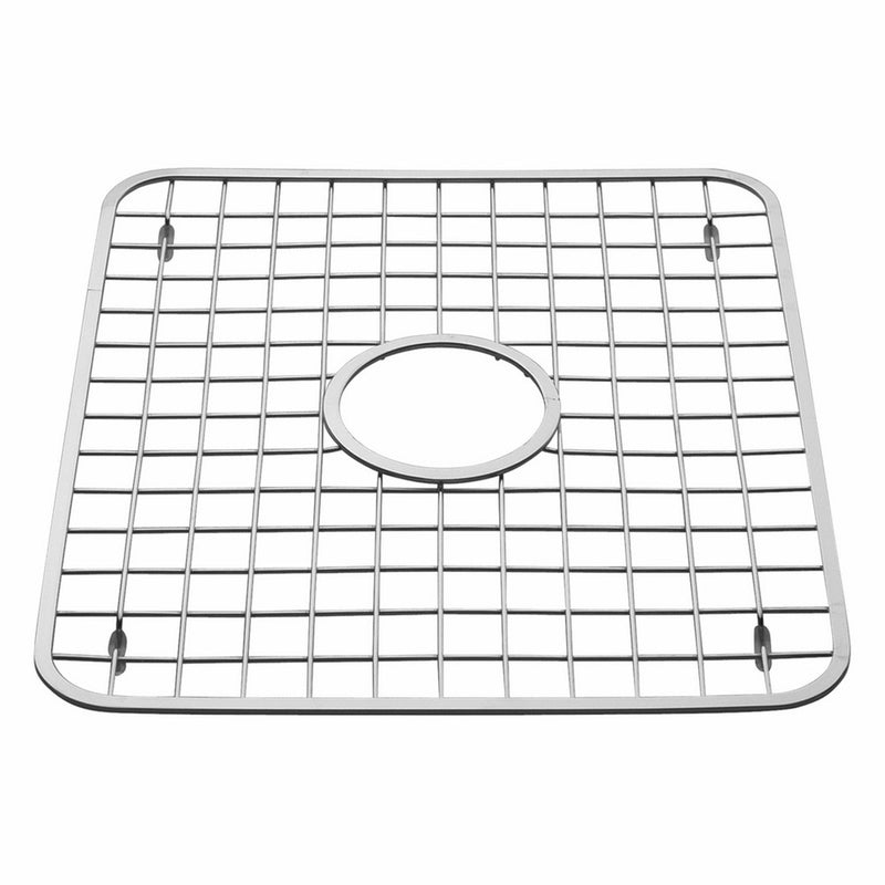 InterDesign Gia Kitchen Sink Protector - Wire Grid Mat with Center Drain Hole, Polished