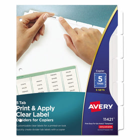 Avery Index Maker White Dividers, 5-Tab, 8.5 x 11 Inches, Clear, 5 Sets (11421)