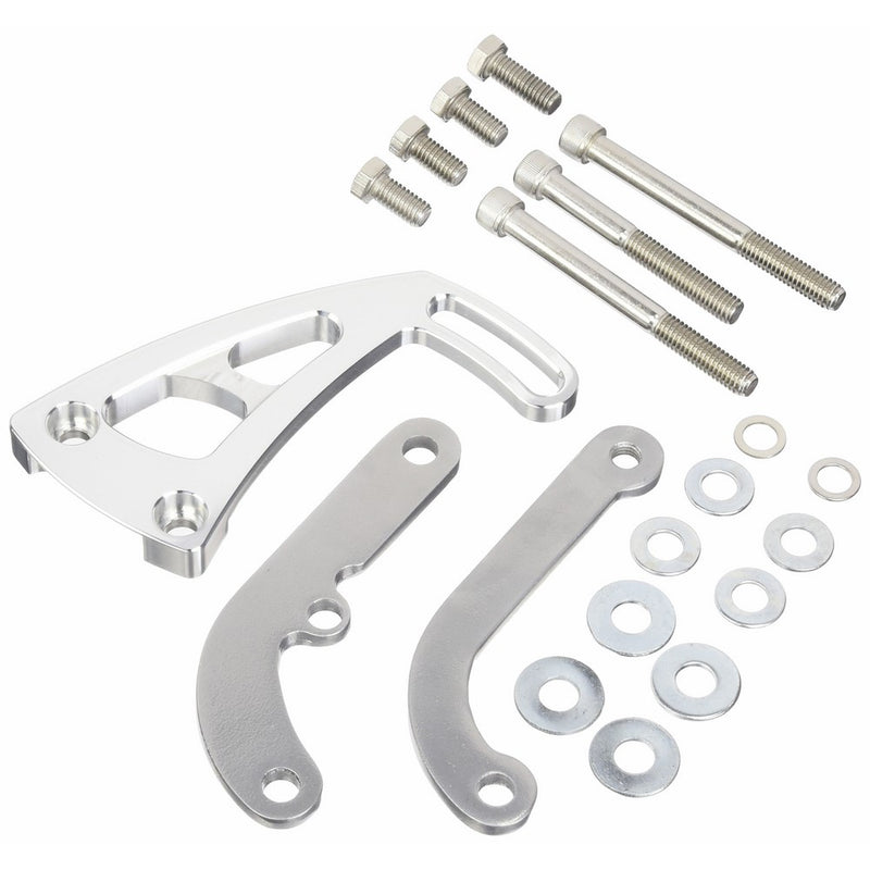 March Performance 20160 Clear Powdercoat Aluminum Front Mount Ultra Power Steering Brackets