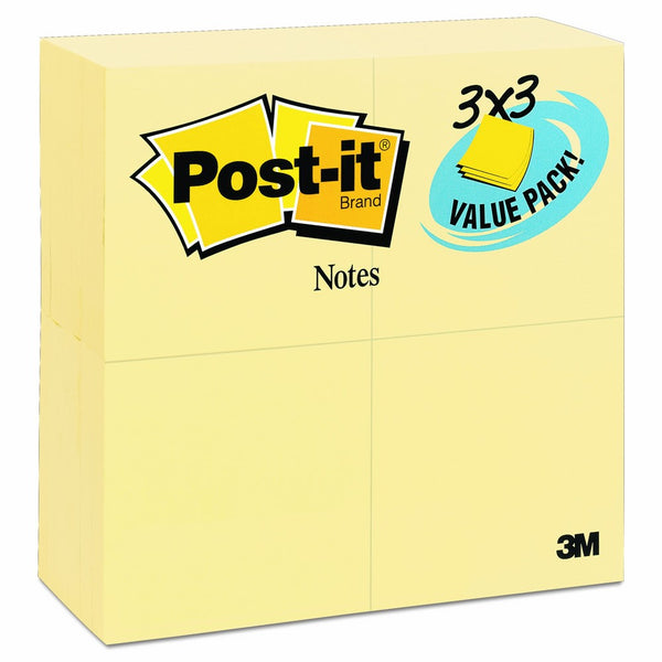 Post-it Notes Value Pack, 3 in x 3 in Canary Yellow, 24 Pads/Pack (654-24VAD-B)