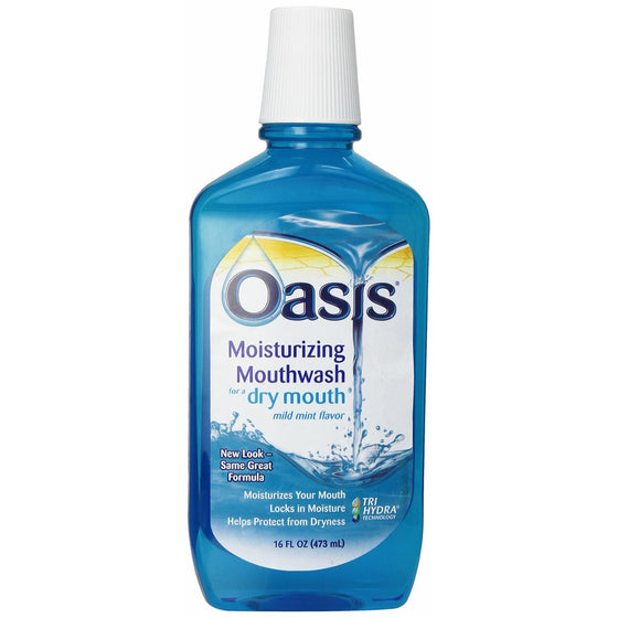 Oasis Moisturizing Mouthwash, For A Dry Mouth, Mild Mint, 16 Fl oz (473 ml)