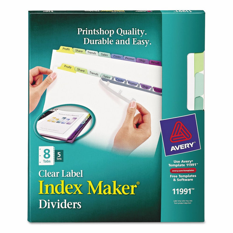Avery Index Maker Dividers, 8-Tab, Multi-Color,5 Sets (11991)