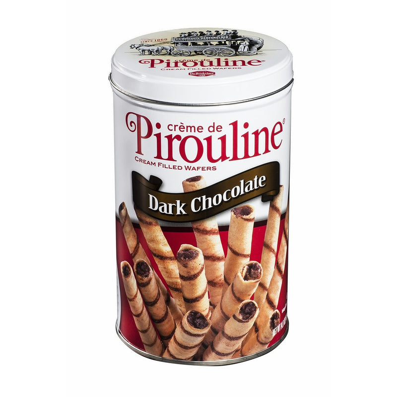 Pirouline Rolled Wafers, Crème filled Dark Chocolate 14oz tin (pack of 6)