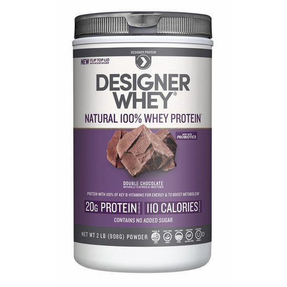 Designer Whey Premium Natural 100% Whey Protein, Double Chocolate, 32 Ounce