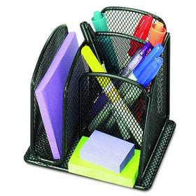Safco 3250BL Onyx Mini Organizer with Three Compartments, Black, 6 x 5 1/4 x 5 1/4