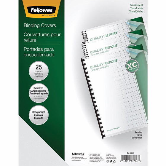 Fellowes Futura Premium Heavyweight Presentation Covers, Oversize, Frosted, 25 Pack (5224201)