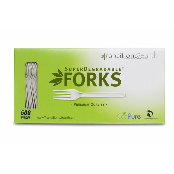 Transitions2earth Biodegradable EcoPure Forks - Box of 500 - Plant a Tree With Each Item Purchased!