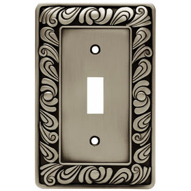 Franklin Brass 64048 Paisley Single Toggle Switch Wall Plate / Switch Plate / Cover, Brushed Satin Pewter