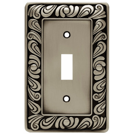 Franklin Brass 64048 Paisley Single Toggle Switch Wall Plate / Switch Plate / Cover, Brushed Satin Pewter