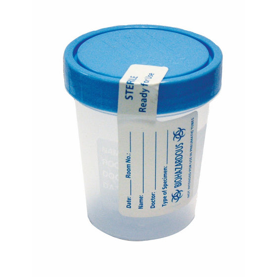 Dynarex Specimen Containers, Sterile, Tab Type, Tamper Evident, 100 Count