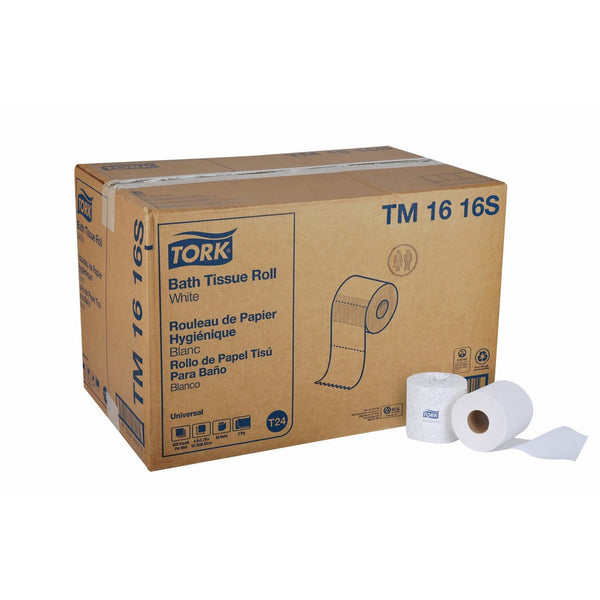 Tork Universal TM1616S Bath Tissue Roll, 2-Ply, 4" Width x 3.75" Length, White (Caseof 96 Rolls, 500 per Roll, 48,000 Sheets)