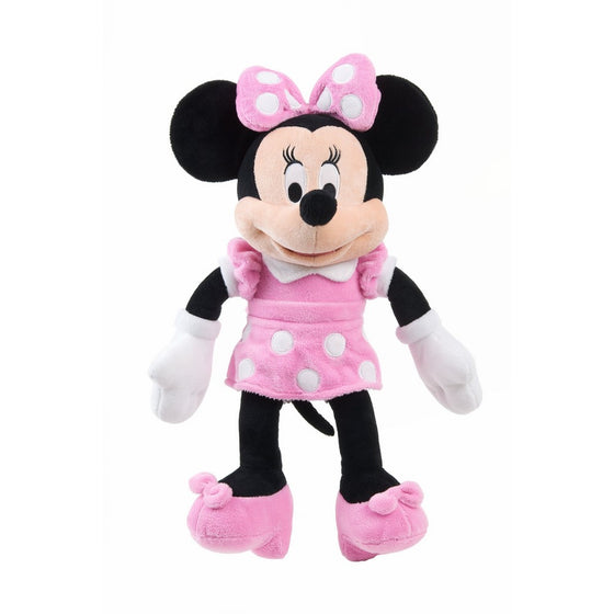 Just Play Disney Classic Minnie Plush, Medium, Pink Dress with White Polka Dots and Bow