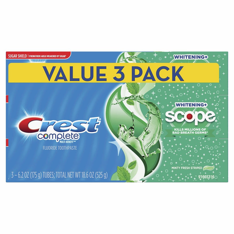 Crest Complete Whitening Scope Toothpaste, Minty Fresh, 6.2 oz Triple pack