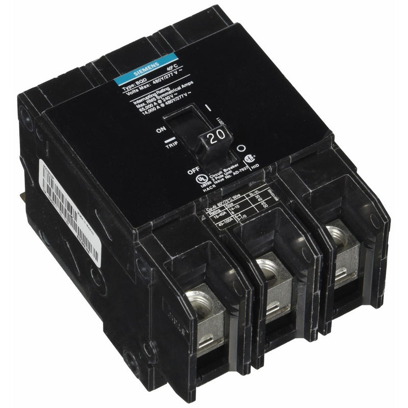 Siemens BQD320 20-Amp Three Pole 480Y/277V AC 14KAIC Bolt in Breaker