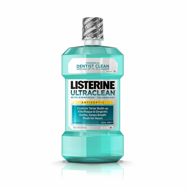 Listerine Ultra Clean Antiseptic Mouthwash, Cool Mint, 33.8 fluid ounces