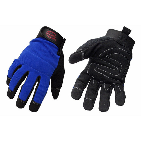Boss 5205L Blue Mechanic Glove, Large, Black/Blue