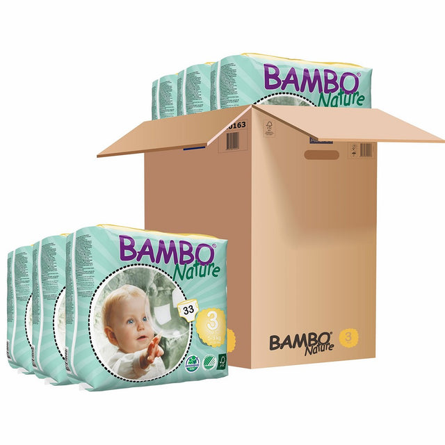 Bambo Nature Baby Diapers Classic, Size 3 (11-20 lbs), 198 Count (6 Pack of 33)