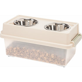 IRIS USA, Inc. IRIS Medium Elevated Feeder with Airtight Storage, Tan