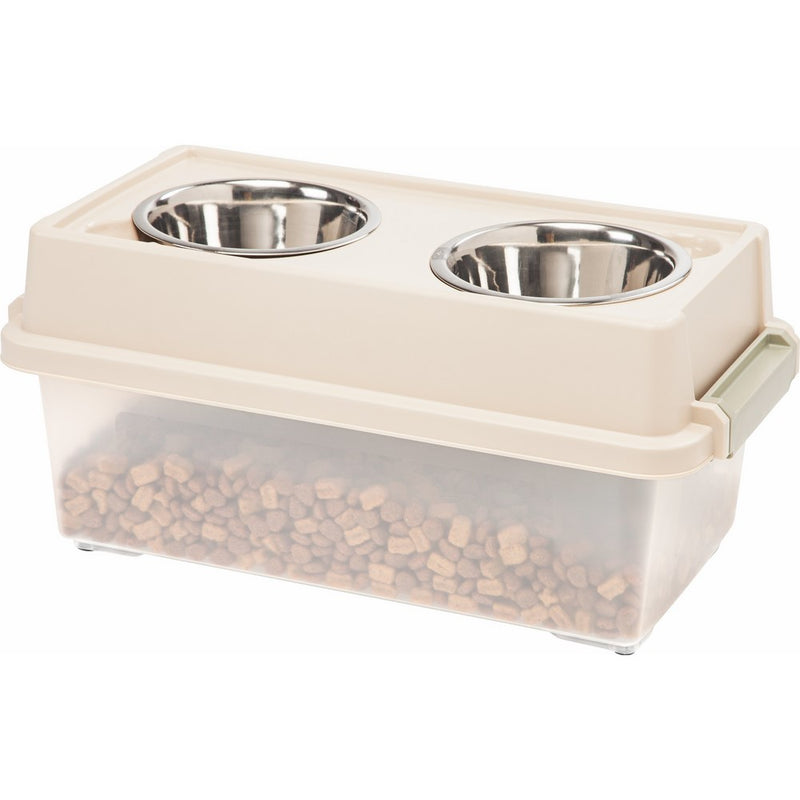 IRIS USA, Inc. IRIS Medium Elevated Feeder with Airtight Storage, Tan