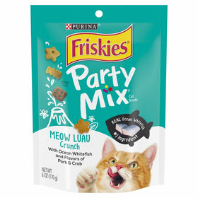 Purina Friskies Party Mix Meow Luau Crunch Adult Cat Treats - (7) 6 oz. Pouches