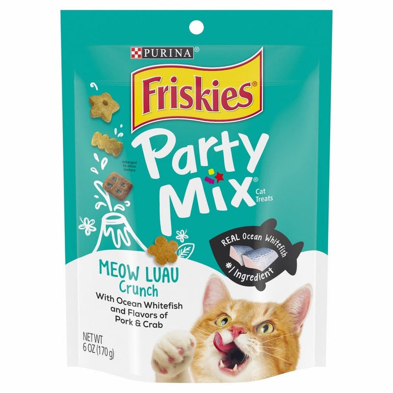 Purina Friskies Party Mix Meow Luau Crunch Adult Cat Treats - (7) 6 oz. Pouches