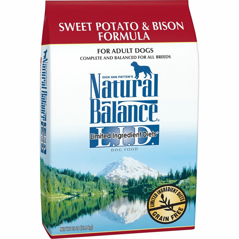 Natural Balance L.I.D. Limited Ingredient Diets Dry Dog Food, Grain Free, Sweet Potato & Bison Formula, 26-Pound