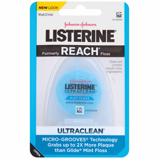 Listerine Ultraclean Dental Floss, Oral Care, Mint-Flavored, 30 Yards (Pack of 6)