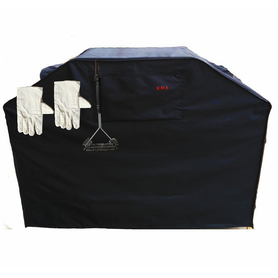 KMA Grill Cover - Up to 58" Wide, Heavy Duty - Fits Weber (Genesis), Holland, Jenn Air, Brinkmann, Char Broil, & More Black