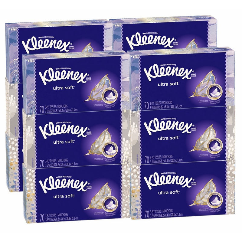 Kleenex Ultra Soft & Strong Facial Tissues, 70 Tissues per Flat Box (12 count)