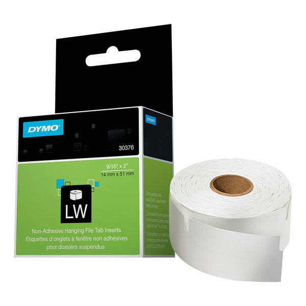 DYMO LW Hanging File Tab Insert Labels for LabelWriter Label Printers, White, 9/16'' by 2'', 1 roll of 260 (30376)