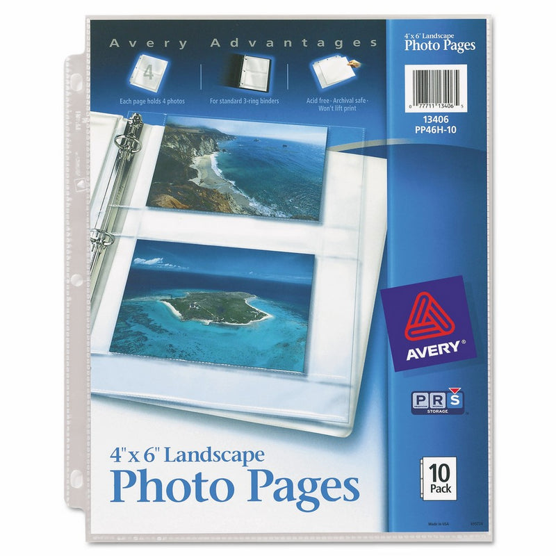 Avery Horizontal Photo Pages, Acid Free, 4 x 6 Inches, Pack of 10 (13406)